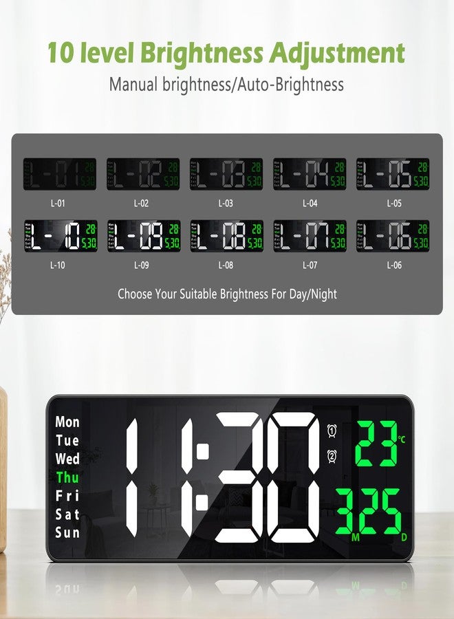 KeeKit Digital Clock, LED Wall Clock with 16" Large Display, Desktop Clock with Remote Control, Automatic Brightness Dimmer, 10 Adjustable Brightness, Suitable for Living Room - Image 5